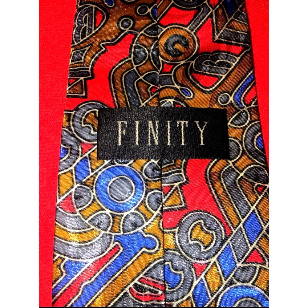 SEXY Vintage Finity Geometric Abstract 100% Silk Designer Tie - Picture 3 of 4